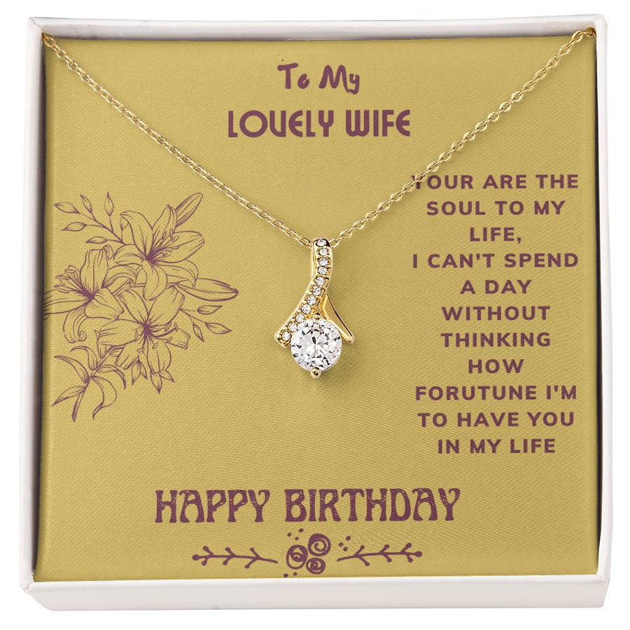 Fortune to Have You Lily Flower Birthday Necklace Beautiful Wife Gift 14K White Gold Finish Alluring Beauty Jewelry Sentimental Present