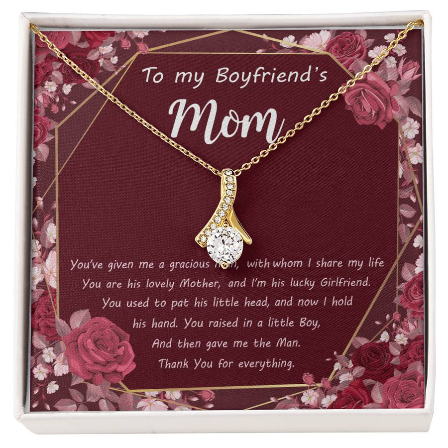Raised with Love Elegant Mom Gift 14K White Gold Finish Alluring Beauty Necklace Jewelry Emotional Appreciation Necklace for Boyfriend’s Mother