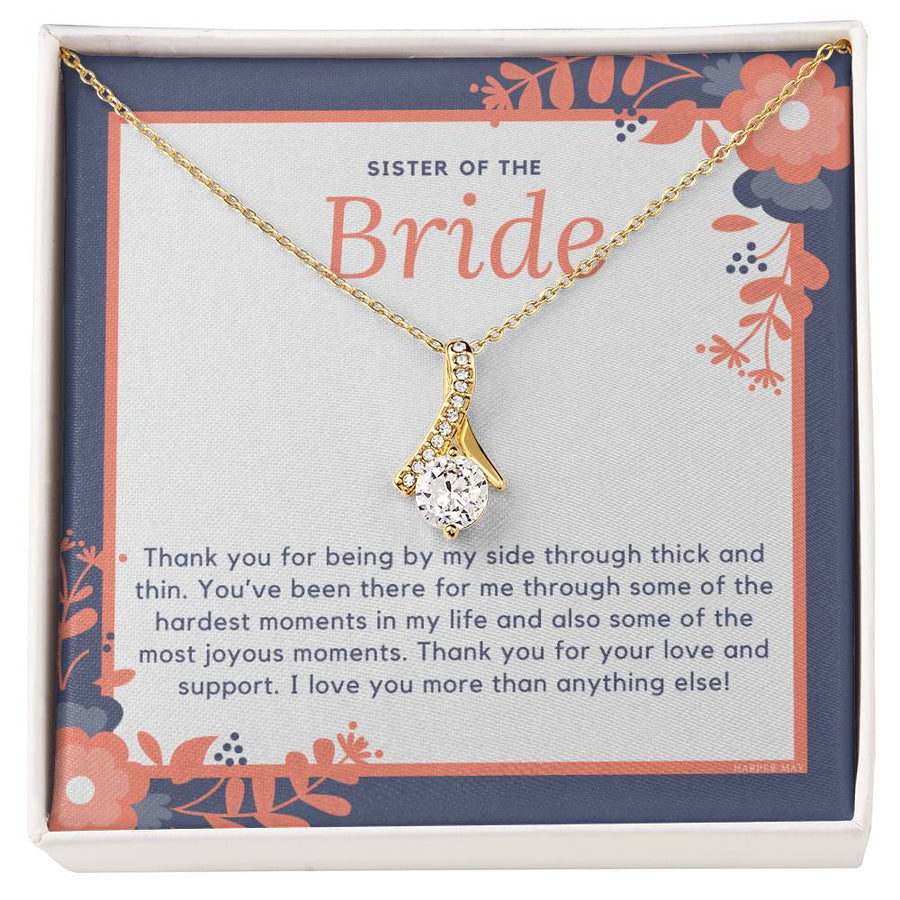 Thankful Sister of the Bride Forever 18K Yellow Gold Finish Alluring Beauty Necklace Jewelry Elegant Wedding Gift for Beautiful Sister Bridal Day