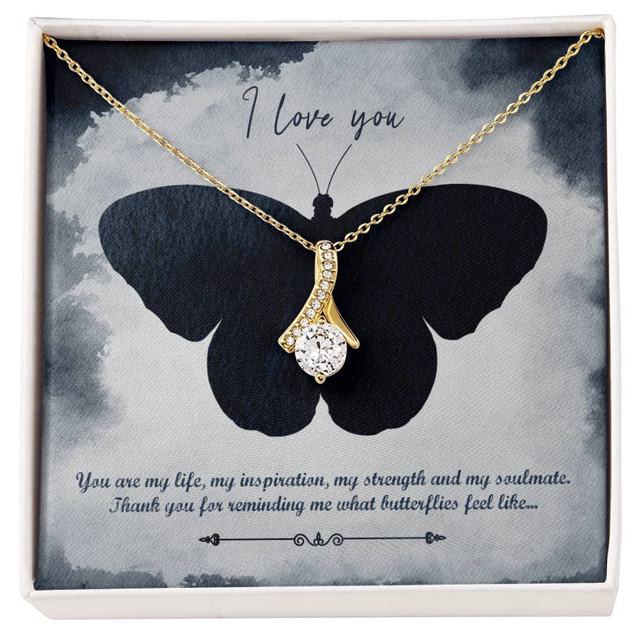 What Butterflies Feel Like 18K Yellow Gold Finish Alluring Beauty Necklace Jewelry Romantic Gift for Soulmate Butterfly Lover
