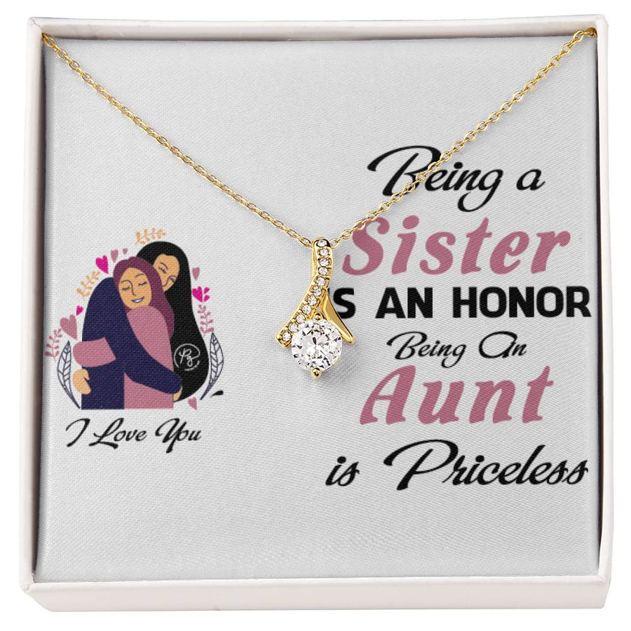 Honor of Sister Priceless Aunt 18K Yellow Gold Finish Alluring Beauty Necklace Jewelry Emotional Family Gift