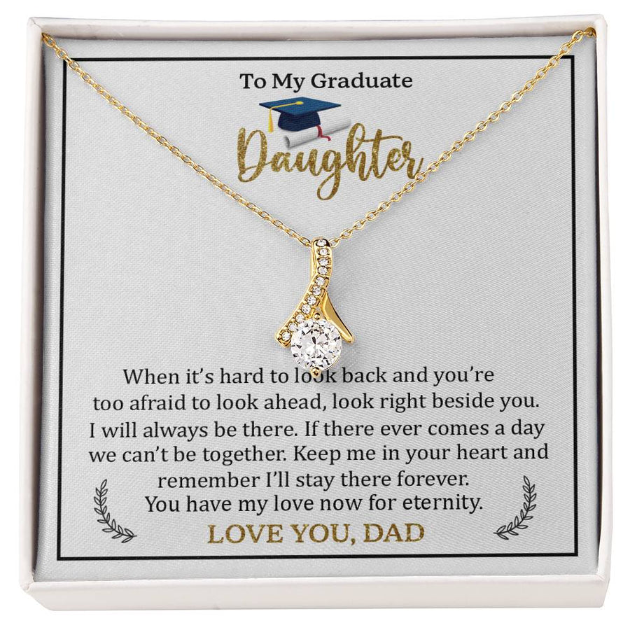 Look Right Beside You Daughter Graduation 18K Yellow Gold Finish Alluring Beauty Necklace Jewelry Empowering Gift for Graduate Daughter from Dad