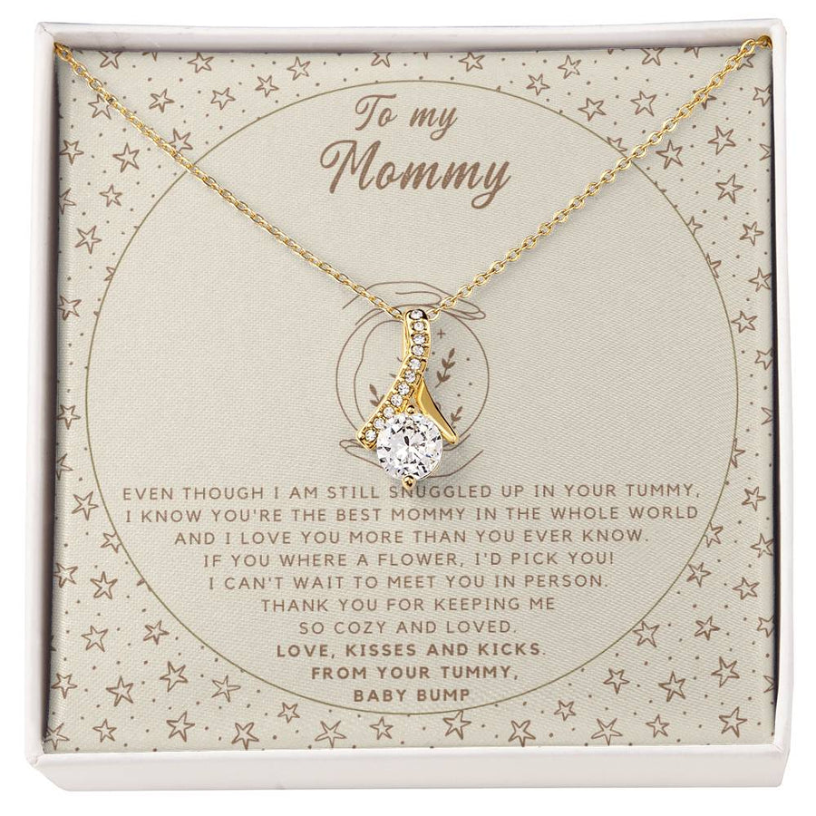 Cozy Tummy Baby Bump Love 18K Yellow Gold Finish Alluring Beauty Necklace Jewelry Beautiful Gift for Expecting Mommy Pregnancy