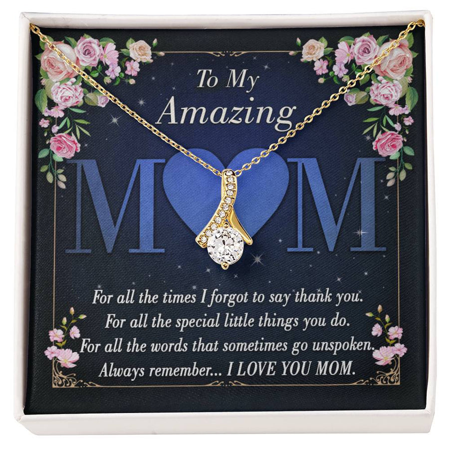 Unspoken Thanks Remembered Beautiful Mom 14K White Gold Finish Alluring Beauty Necklace Jewelry Heartfelt Present for Elegant Mom Birthday