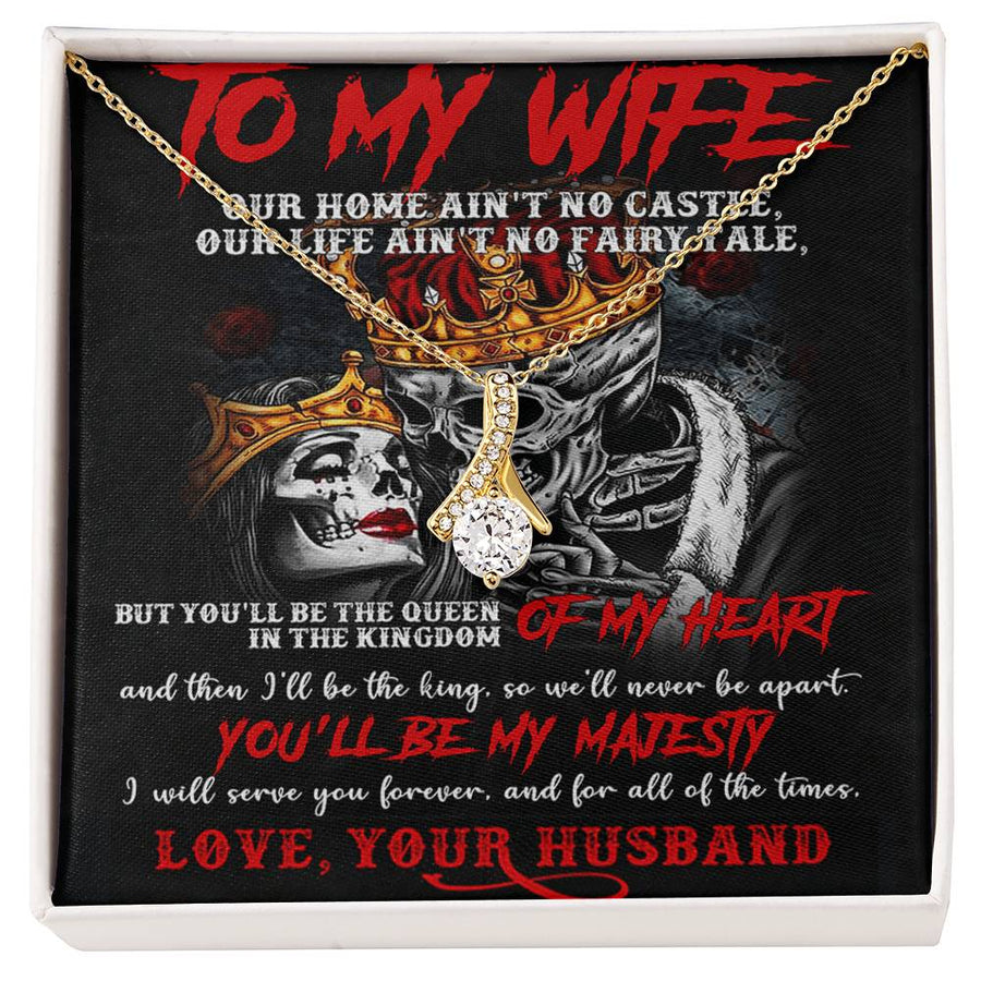 Our Home No Castle Life No Fairy 14K White Gold Finish Alluring Beauty Necklace Jewelry Perfect Gift for Beautiful Wife Anniversary