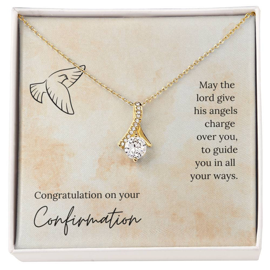 Guided By Angels Confirmation Necklace 14K White Gold Finish Alluring Beauty Necklace Jewelry Heartfelt Spiritual Gift for Beautiful Her Special Occasion