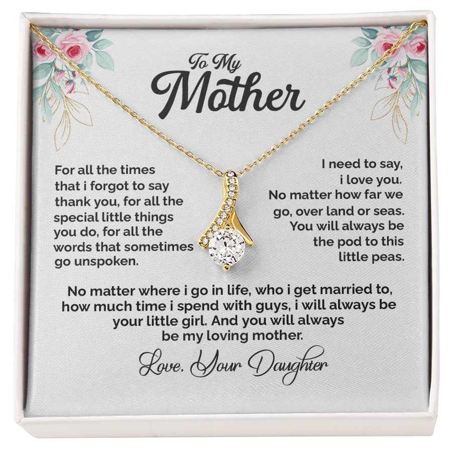 Always My Loving Mother Rose Frame Jewelry 18K Yellow Gold Finish Alluring Beauty Necklace Jewelry Unspoken Thanks Gift from Cherished Daughter