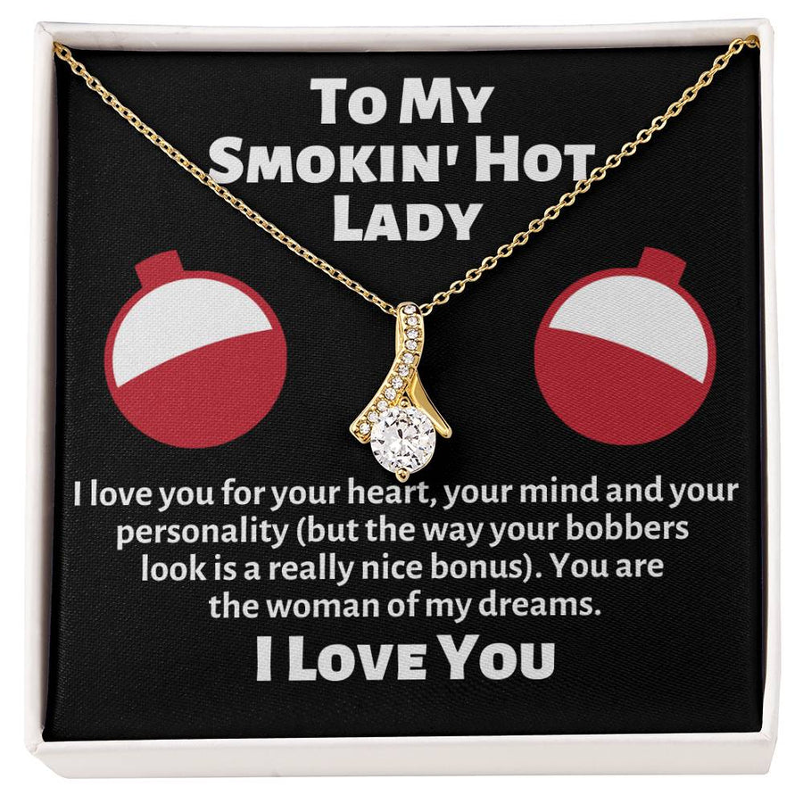 Smokin Hot Lady Woman My Dreams Bobbers 18K Yellow Gold Finish Alluring Beauty Necklace Jewelry Perfect Gift for Wife Anniversary