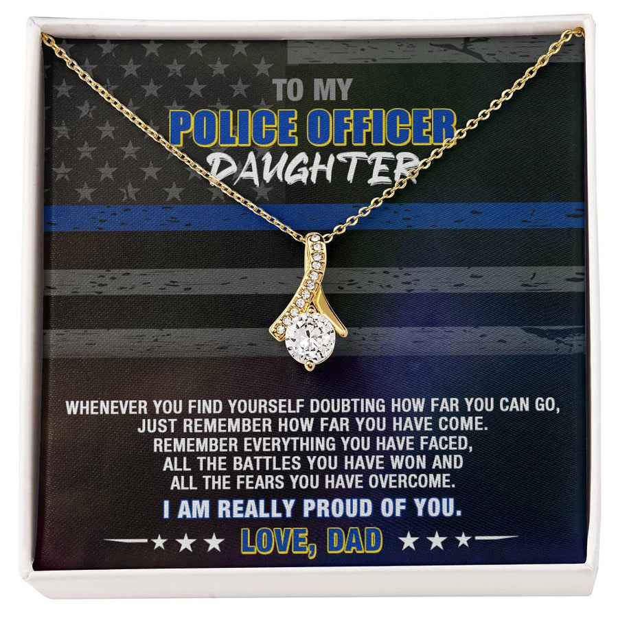 Police Officer Daughter Triumph Pride 18K Yellow Gold Finish Alluring Beauty Necklace Jewelry Proud Gift for Police Daughter Graduation