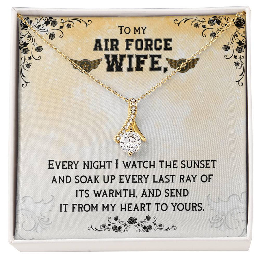 Air Force Wife Sunset Love Beautiful Gift 18K Yellow Gold Finish Alluring Beauty Necklace Jewelry Heartfelt Present for Proud Military Wife