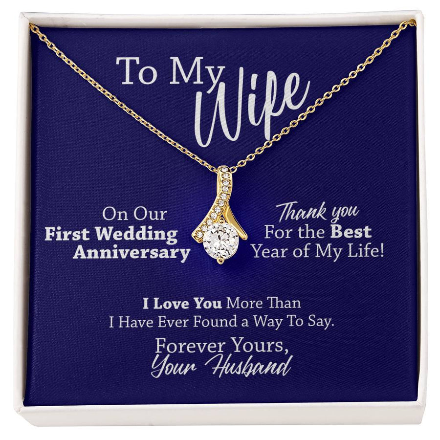 Thank You for Love Beautiful Wife 14K White Gold Finish Alluring Beauty Necklace Jewelry Heartfelt Gift for Elegant Wife First Anniversary