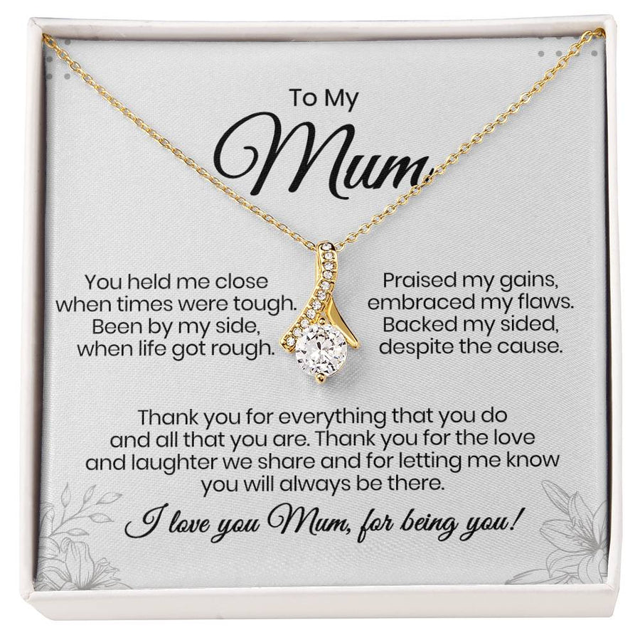 Praised Gains Embraced Flaws Mum 18K Yellow Gold Finish Alluring Beauty Necklace Jewelry Emotional Gift for Loving Mum Special Day