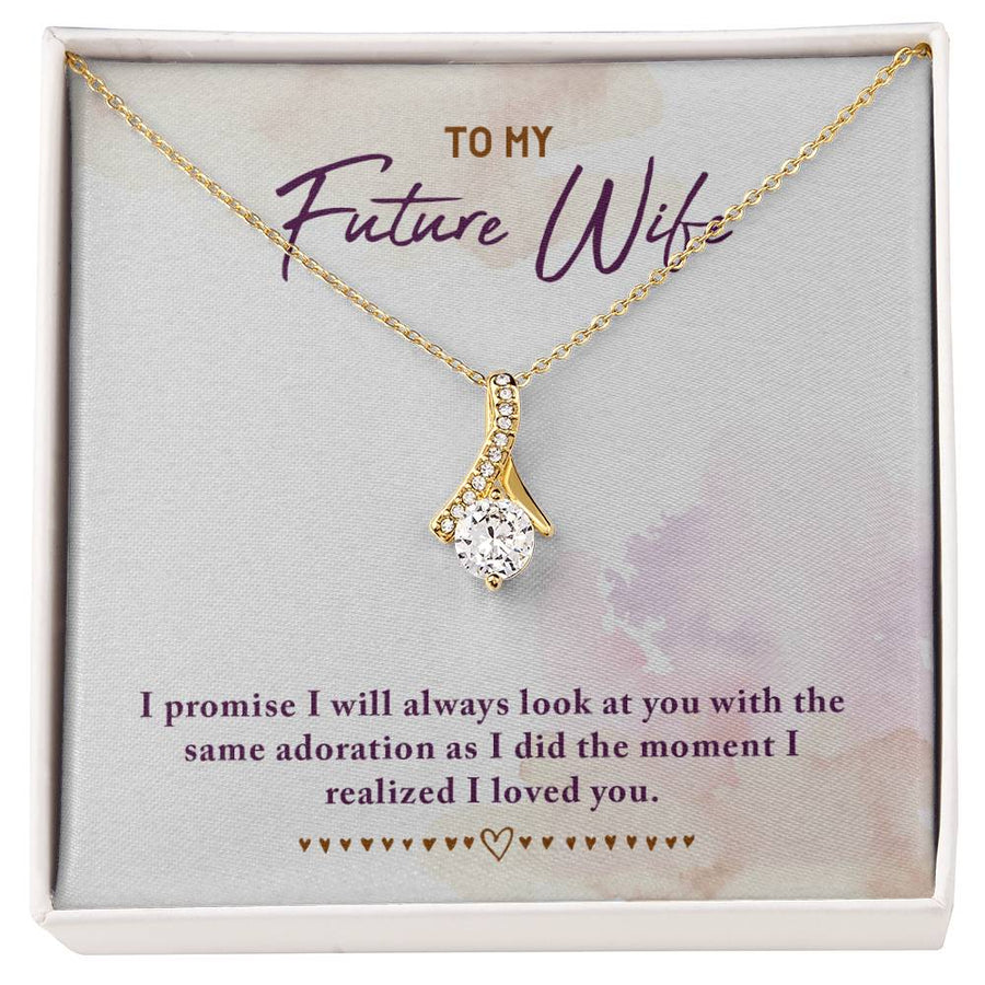 Adoration Promise Beautiful Future Wife 18K Yellow Gold Finish Alluring Beauty Necklace Jewelry Romantic Gift for Elegant Bride-To-Be Engagement