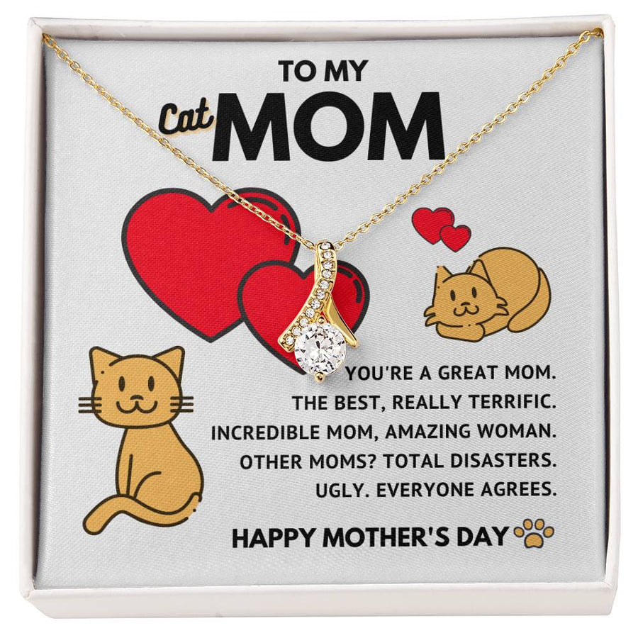 Incredible Cat Mom Top of the Litter 18K Yellow Gold Finish Alluring Beauty Necklace Jewelry Beautiful Gift for Cat Mom