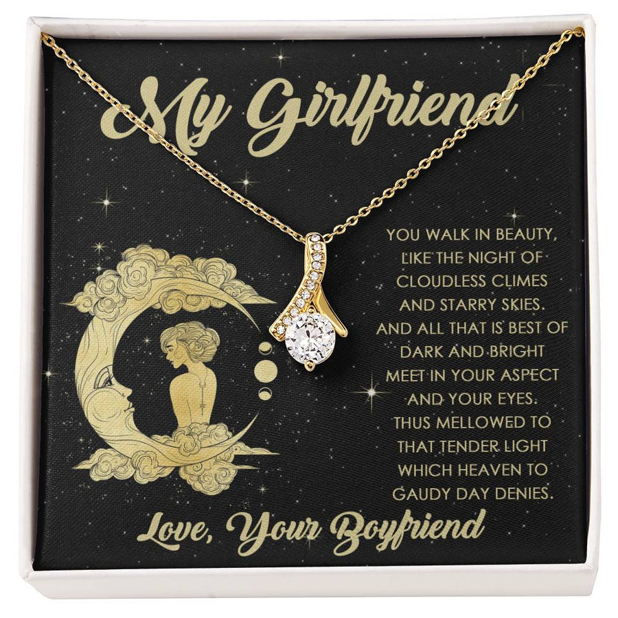 You Walk In Beauty Like The Night 18K Yellow Gold Finish Alluring Beauty Necklace Jewelry Elegant Gift for Stunning Girlfriend from Boyfriend