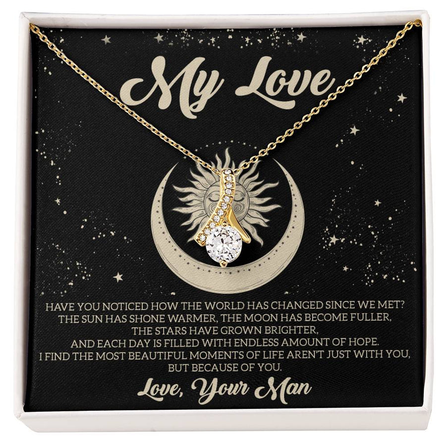 Stars Have Grown Brighter With You 18K Yellow Gold Finish Alluring Beauty Necklace Jewelry Unique Gift for My Love from Your Man