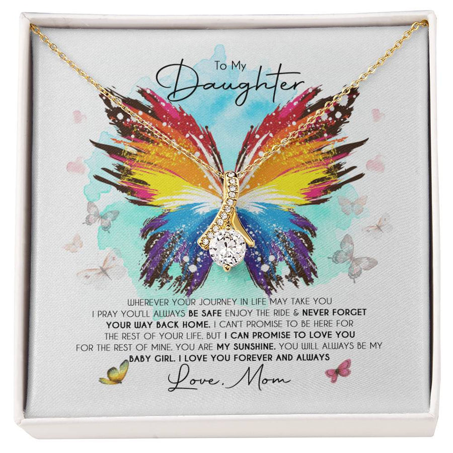 Butterfly Homecoming Love Mom 14K White Gold Finish Alluring Beauty Necklace Jewelry Bright Gift for Baby Girl