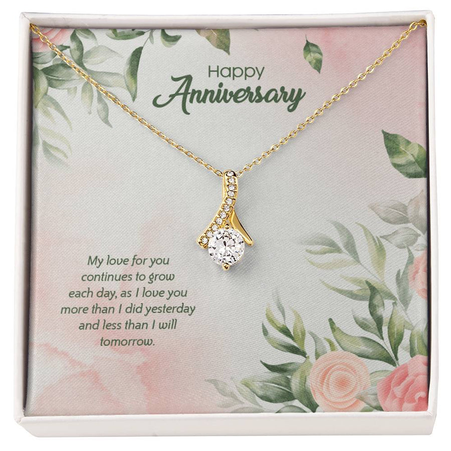 Love You More Than Yesterday 14K White Gold Finish Alluring Beauty Necklace Jewelry Beautiful Anniversary Gift for Her