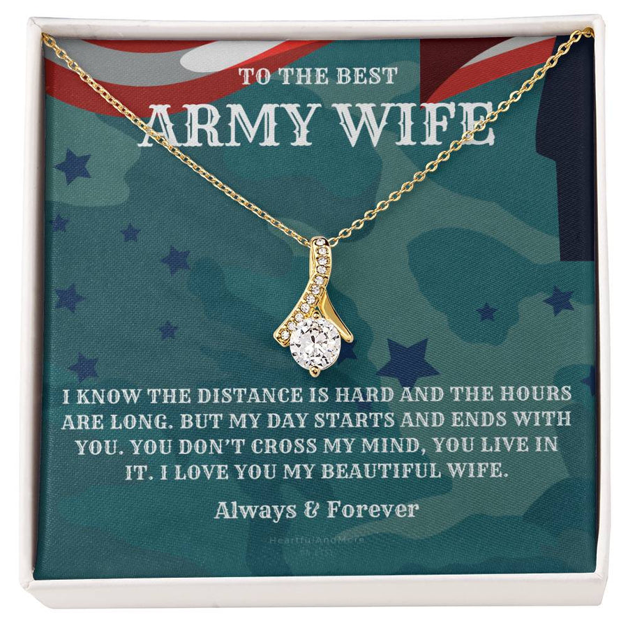 You Live In My Heart Army Wife 18K Yellow Gold Finish Alluring Beauty Necklace Jewelry Special Gift for Military Spouse