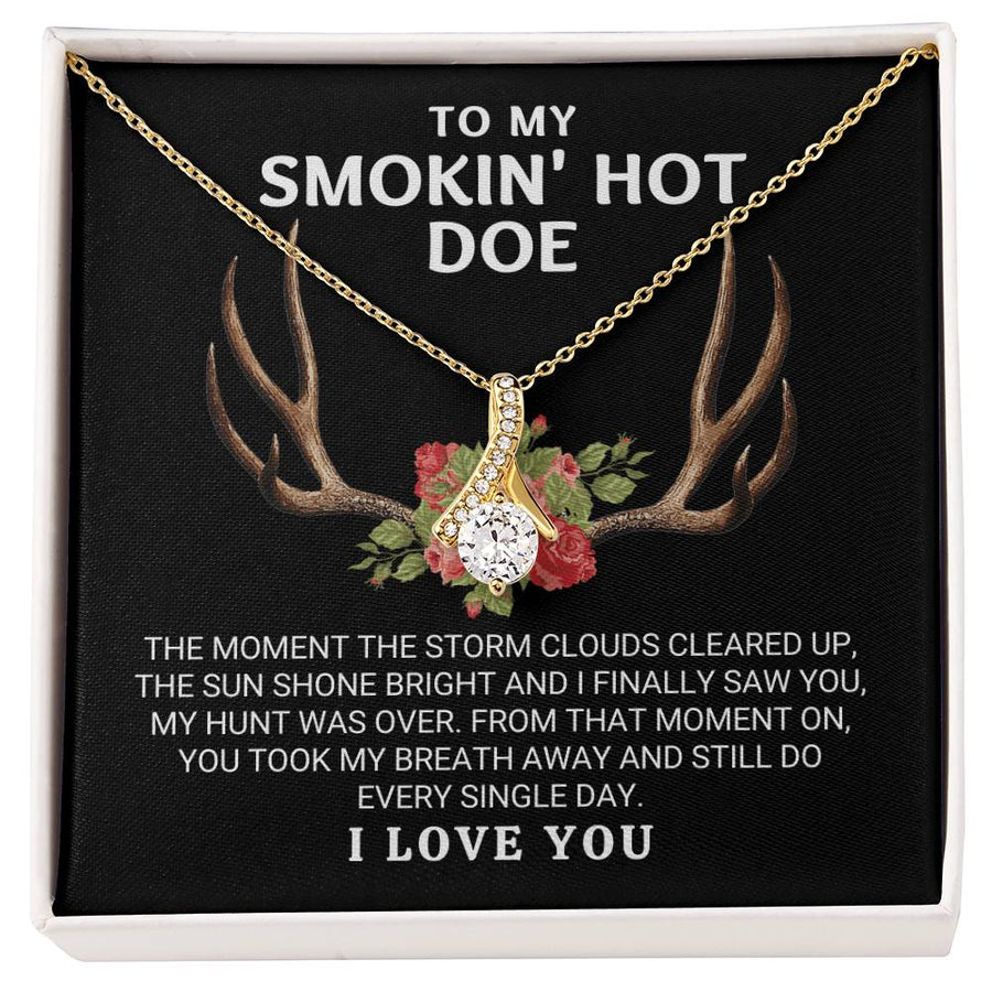 My Hunt Was Over Sun Shone Bright 14K White Gold Finish Alluring Beauty Necklace Jewelry Perfect Gift for Hunting Wife Anniversary