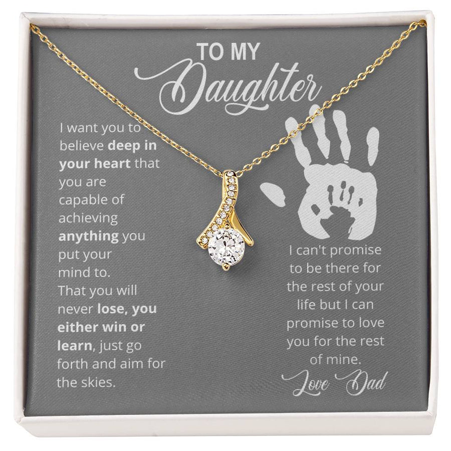 Win Or Learn Aim For Skies 14K White Gold Finish Alluring Beauty Necklace Jewelry Perfect Gift for Beautiful Daughter Birthday