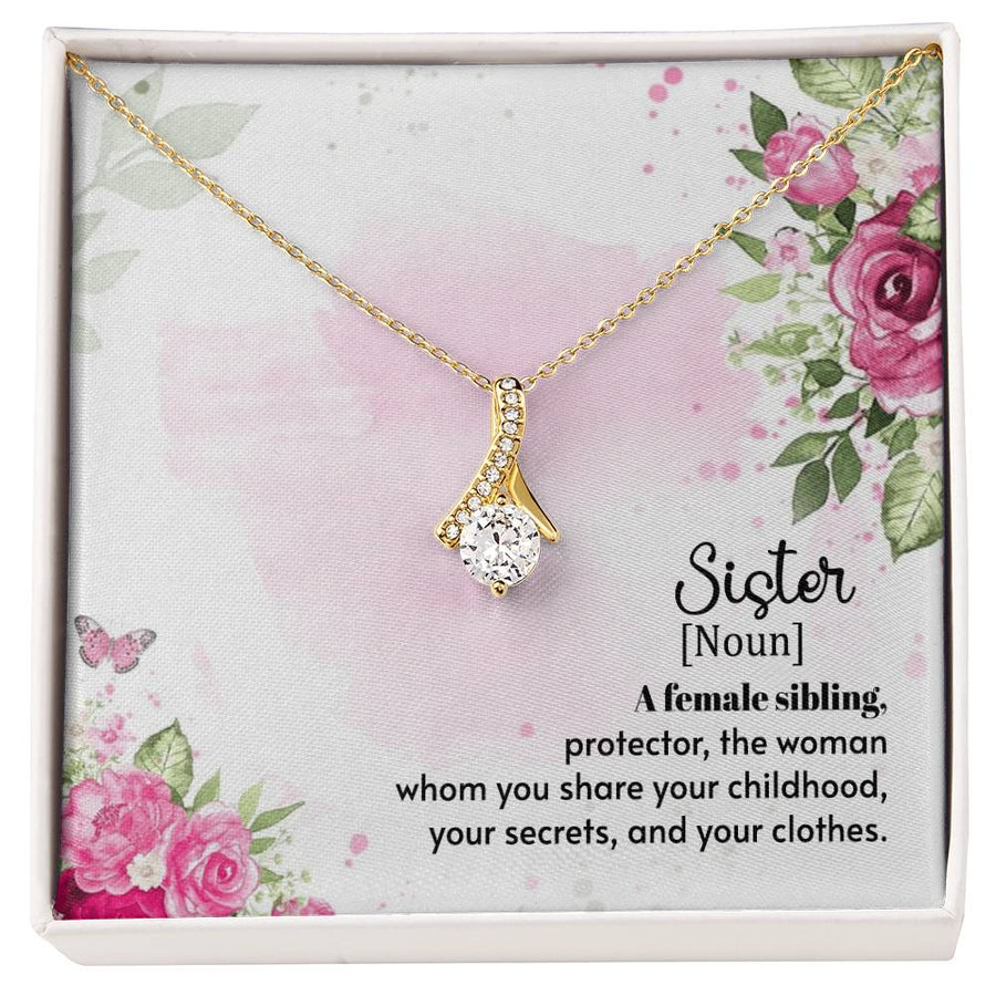 Best Sister Childhood Stories Beautiful Bond 18K Yellow Gold Finish Alluring Beauty Necklace Jewelry Heartfelt Gift for Elegant Sister Birthday