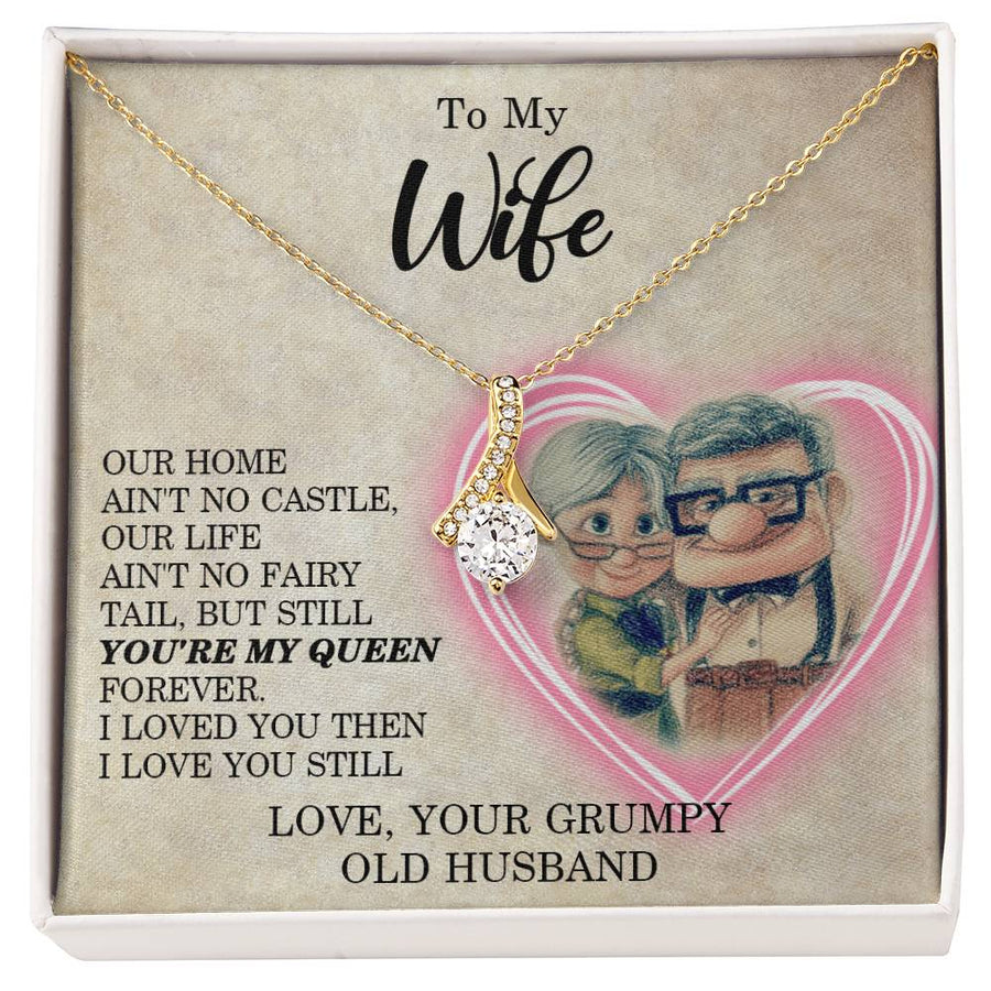 You’re My Queen Forever Wife 18K Yellow Gold Finish Alluring Beauty Necklace Jewelry Loving Gift for Wife Anniversary