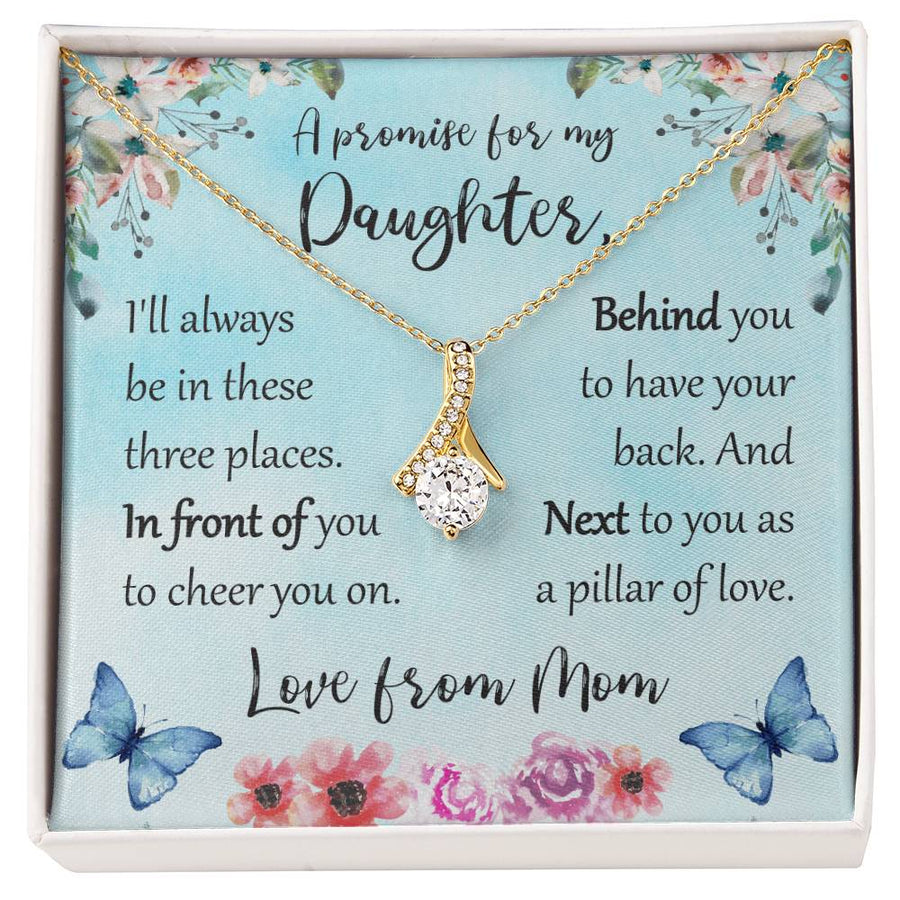 Always With You Promise Beautiful Daughter 18K Yellow Gold Finish Alluring Beauty Necklace Jewelry Heartfelt Gift from Mom for Cherished Daughter