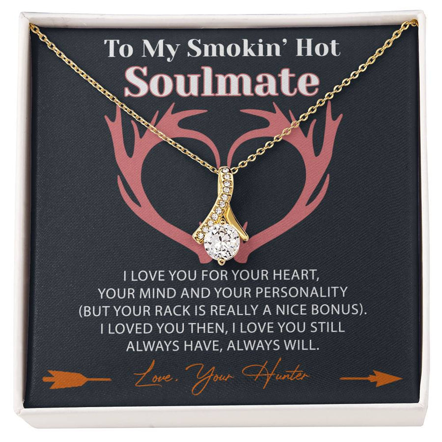 Smokin Hot Soulmate Rack Really Nice Bonus 18K Yellow Gold Finish Alluring Beauty Necklace Jewelry Perfect Gift for Hunting Wife Anniversary