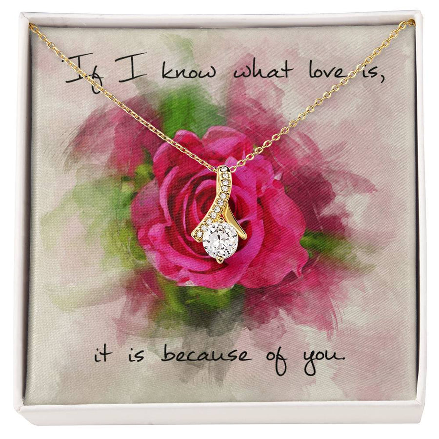 If I Know Love It’s Because Of You 18K Yellow Gold Finish Alluring Beauty Necklace Jewelry Heartfelt Gift for Beautiful Wife Anniversary