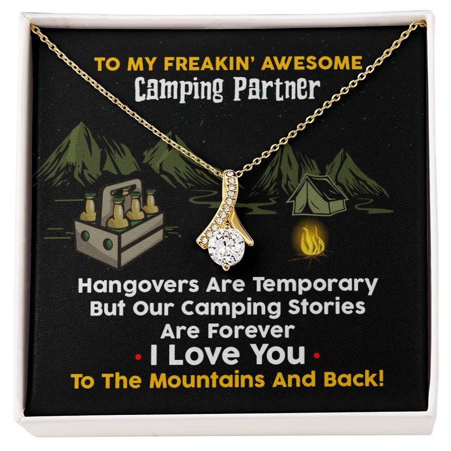 Forever Memories Night Sky Adventure 18K Yellow Gold Finish Alluring Beauty Necklace Jewelry Unique Gift for Awesome Camping Partner Anniversary