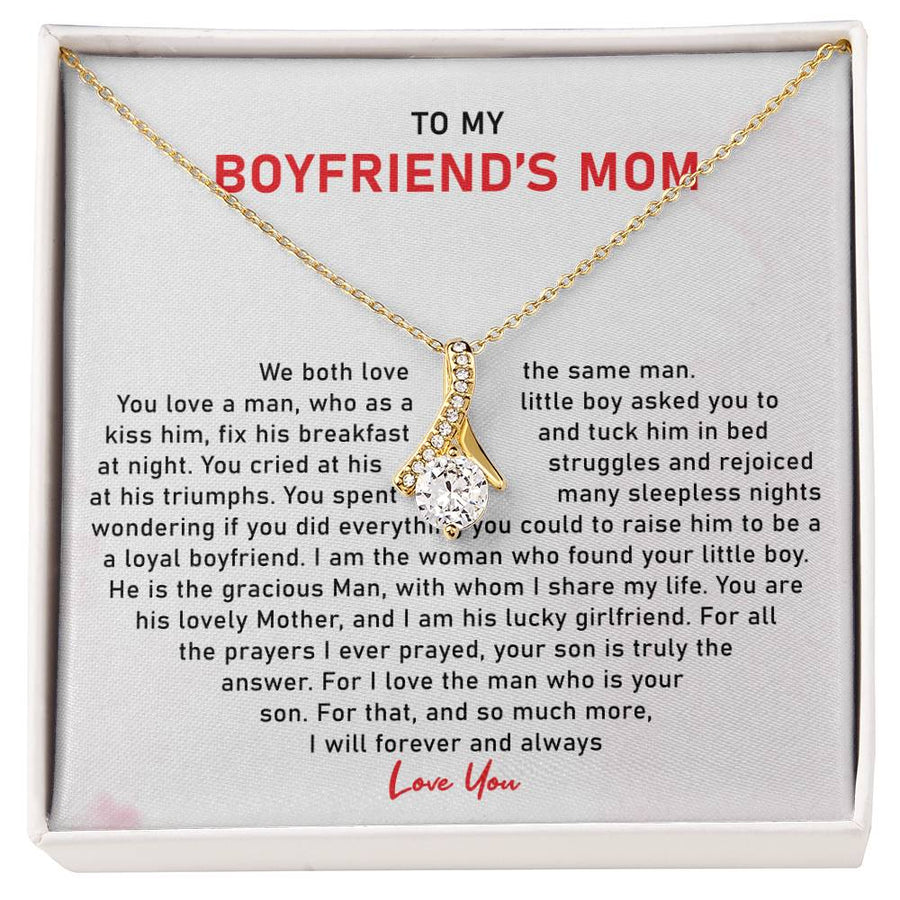 Boyfriend's Mom We Both Love Same Man 18K Yellow Gold Finish Alluring Beauty Necklace Jewelry Beautiful Gift for Mother In Law Mother's Day