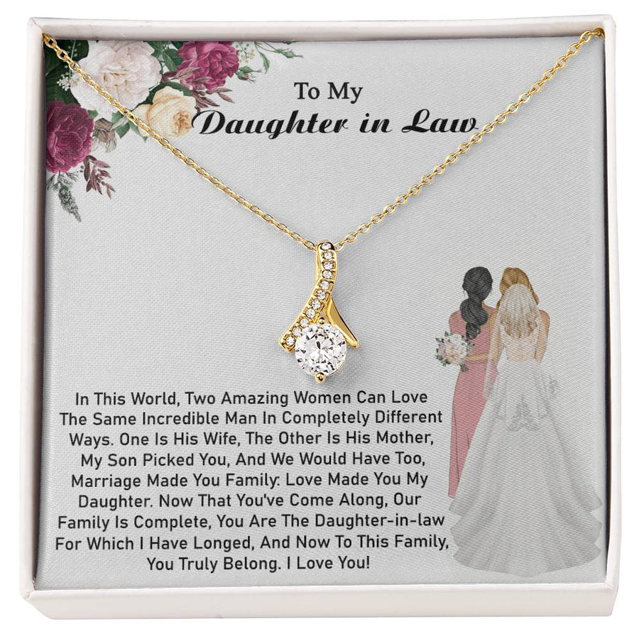 Family Complete True Belonging 18K Yellow Gold Finish Alluring Beauty Necklace Jewelry Loving Gift for Daughter-in-law Wedding