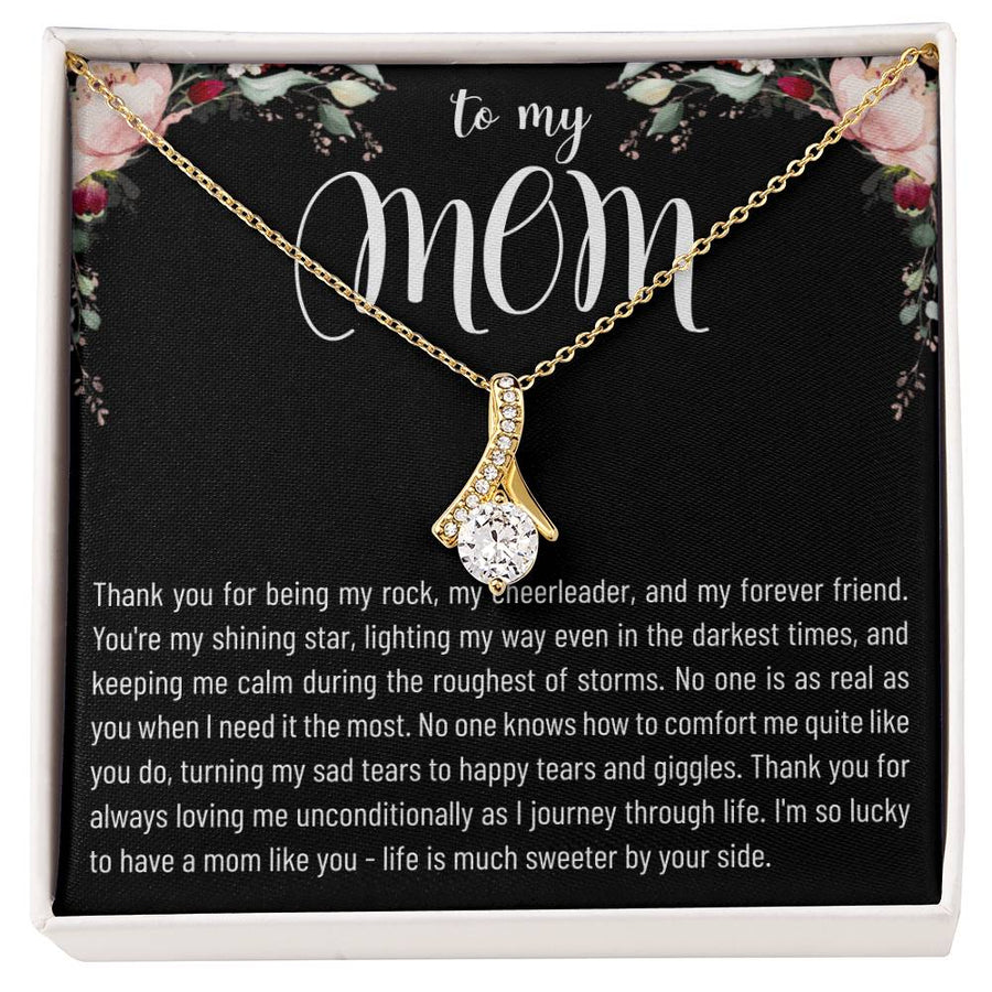 Shining Star Mom Endless Support 14K White Gold Finish Alluring Beauty Necklace Jewelry Perfect Gift for Beautiful Mom Birthday