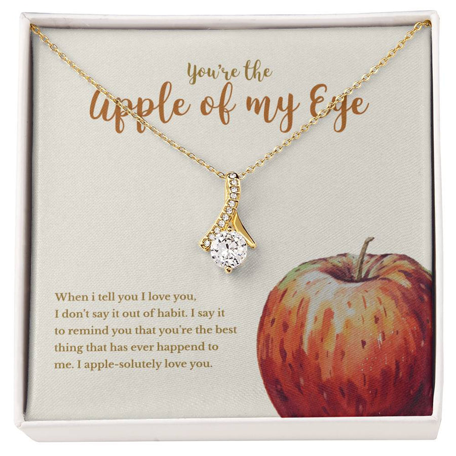 Apple of My Eye Sweet Love 18K Yellow Gold Finish Alluring Beauty Necklace Jewelry Playful Romantic Gift for Partner