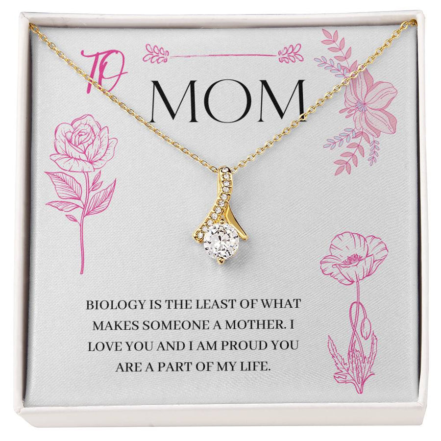 Proud You’re Part Of My Life Mom 18K Yellow Gold Finish Alluring Beauty Necklace Jewelry Beautiful Gift for Non-Biological Mom