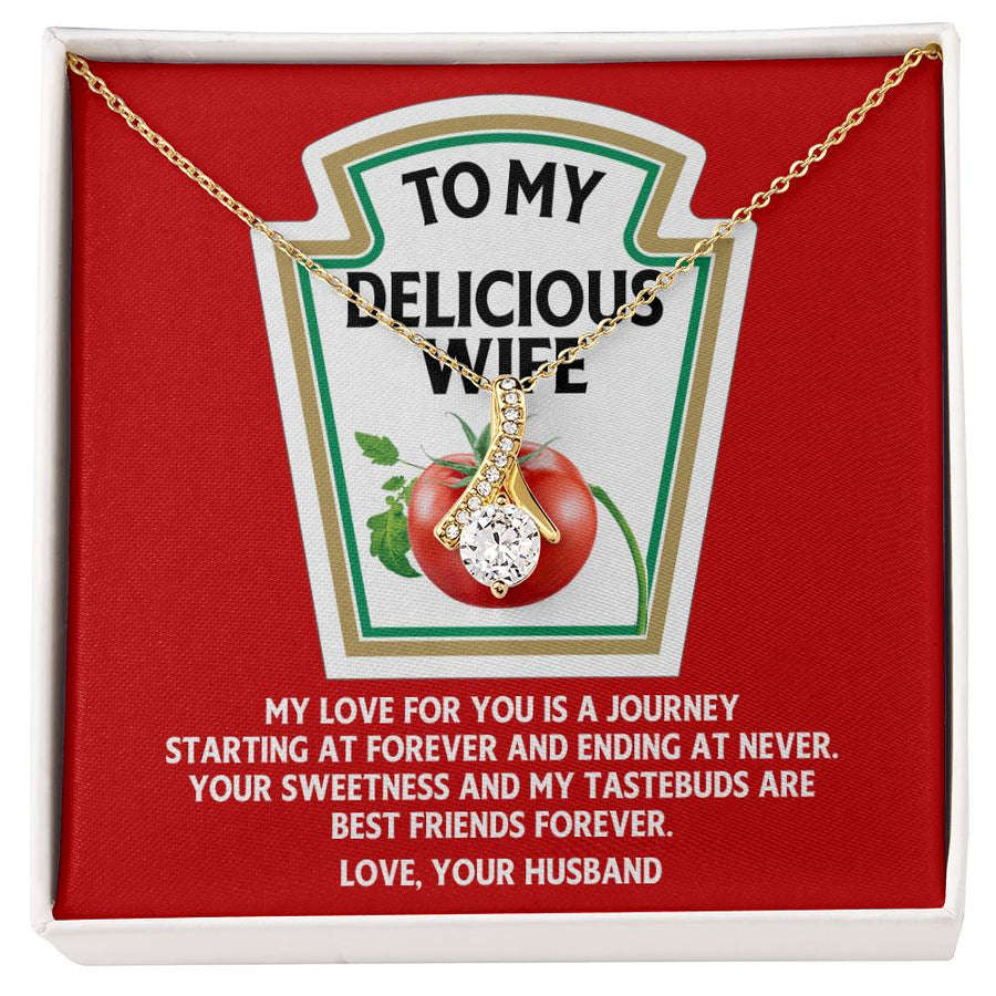 Sweetness Journey Best Friends 18K Yellow Gold Finish Alluring Beauty Necklace Jewelry Playful Gift for Delicious Wife Anniversary