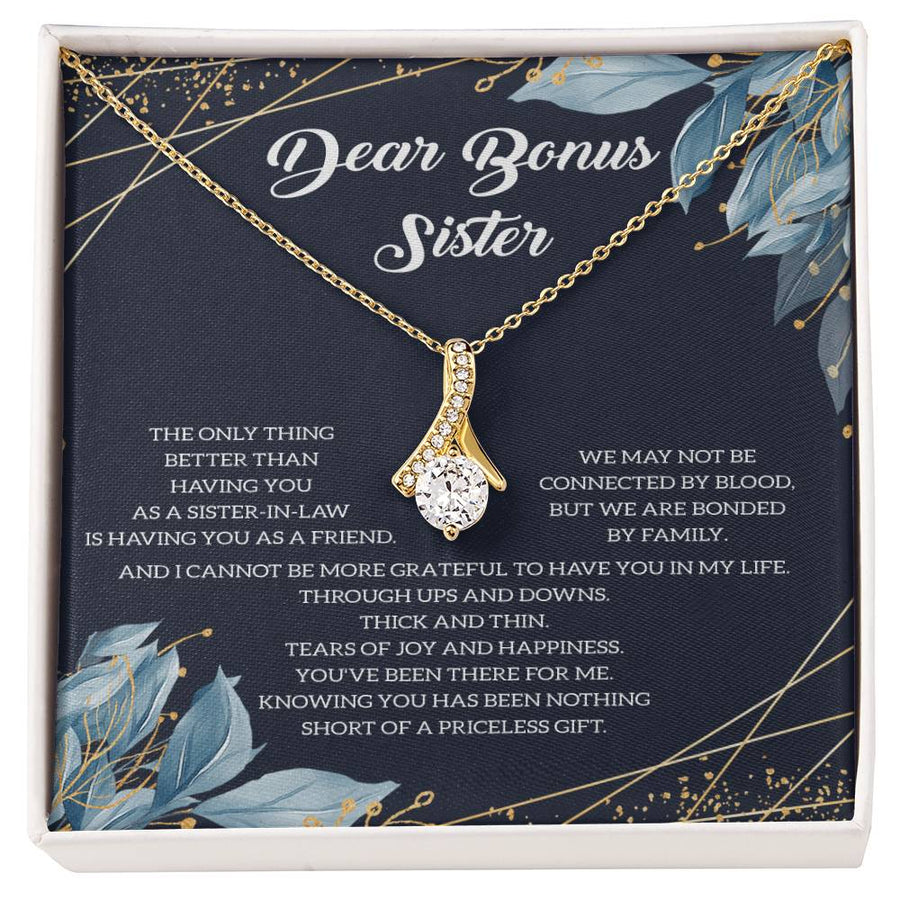 Grateful to Have You Friendship Sister-in-law 18K Yellow Gold Finish Alluring Beauty Necklace Jewelry Elegant Floral Card Gift for True Sister