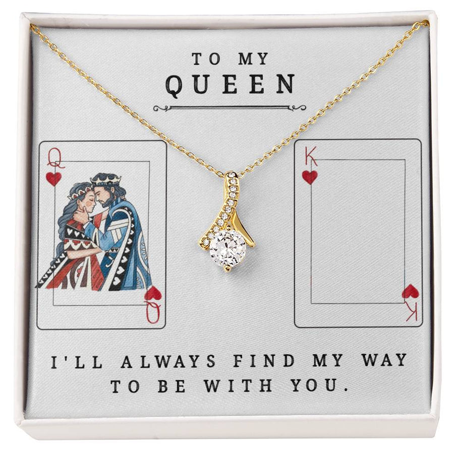 To My Queen Love Always 18K Yellow Gold Finish Alluring Beauty Necklace Jewelry Romantic Gift for Wife Anniversary