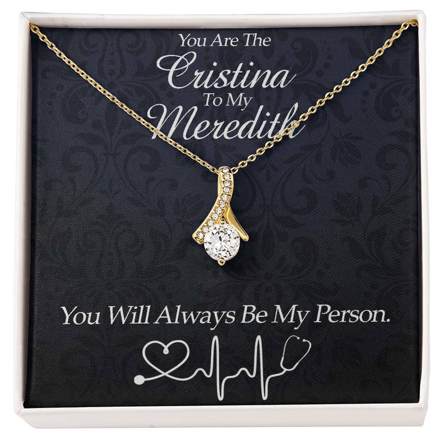 Cristina To My Meredith Person 18K Yellow Gold Finish Alluring Beauty Necklace Jewelry Medical Drama Inspired Dark Elegant