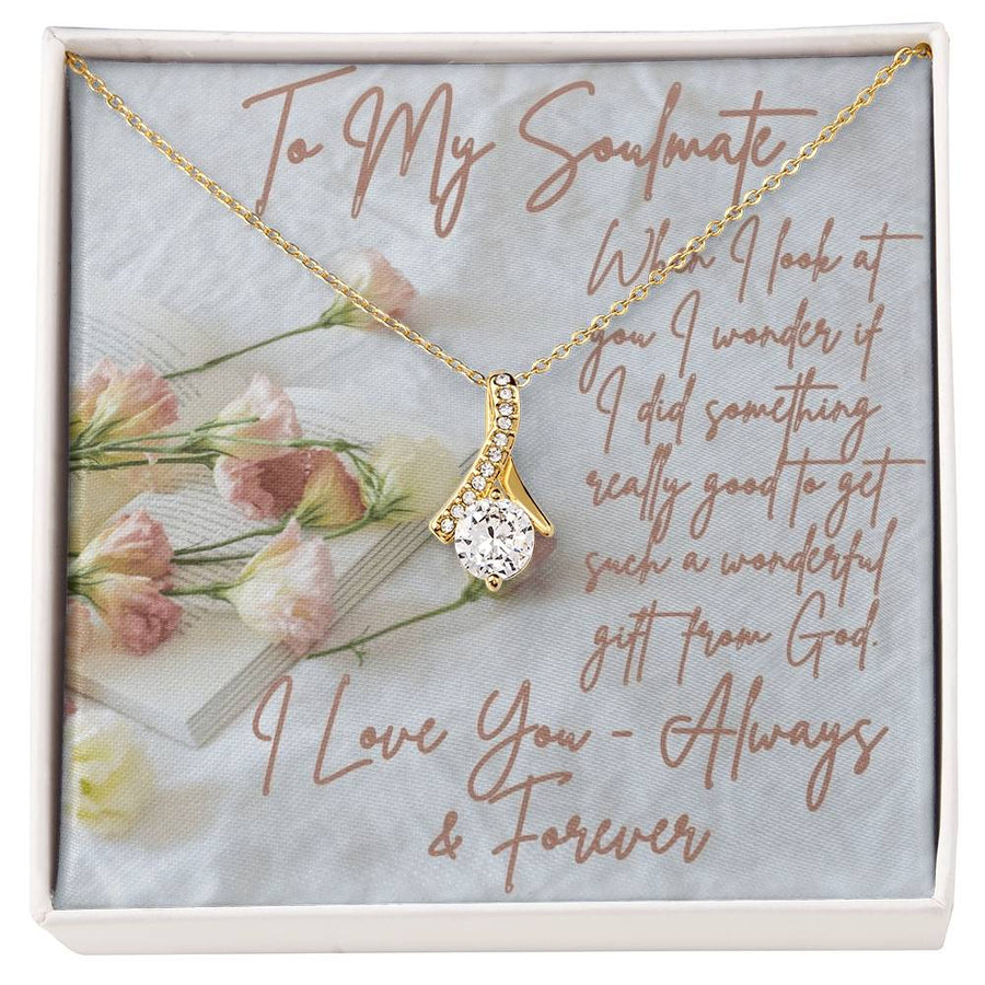 Soulmate Blessing Gratitude Flowers Card 14K White Gold Finish Alluring Beauty Necklace Jewelry Emotional Gift for Cherished Love Always & Forever
