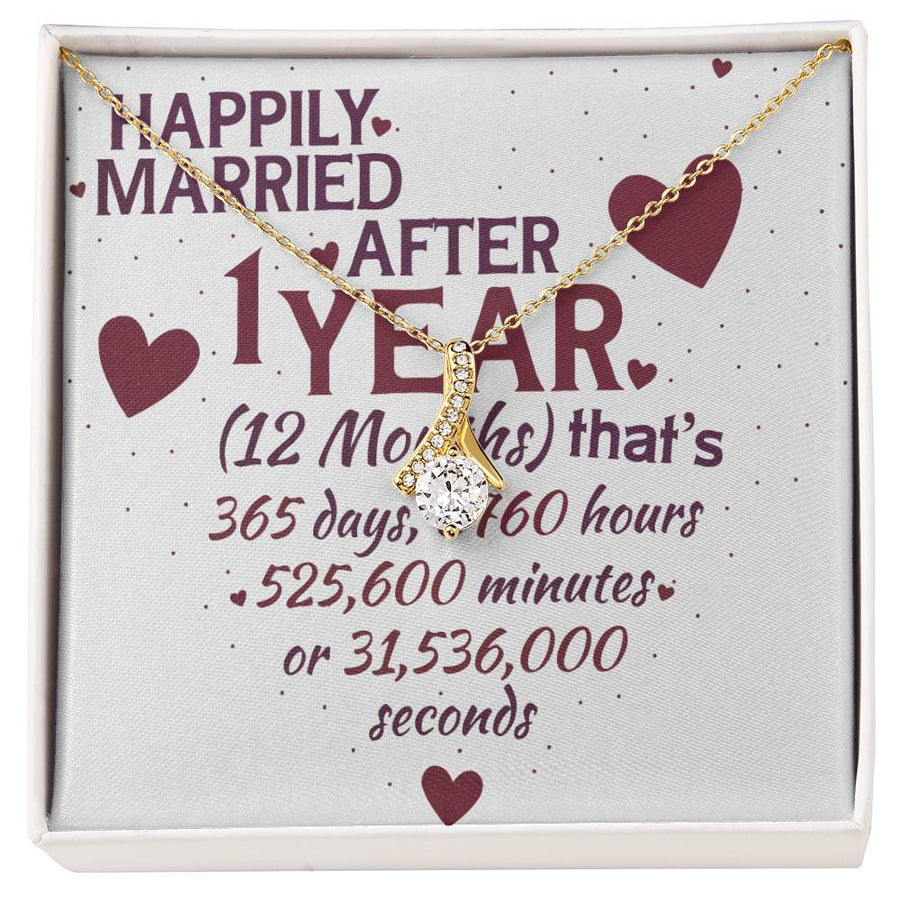 Happily Married 1 Year Milestone Love 18K Yellow Gold Finish Alluring Beauty Necklace Jewelry Celebration Gift for Wife Anniversary