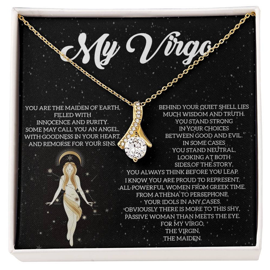 Wisdom Behind the Shell Virgo Maiden Necklace 14K White Gold Finish Alluring Beauty Jewelry Mystical Present for Virgo Birthday