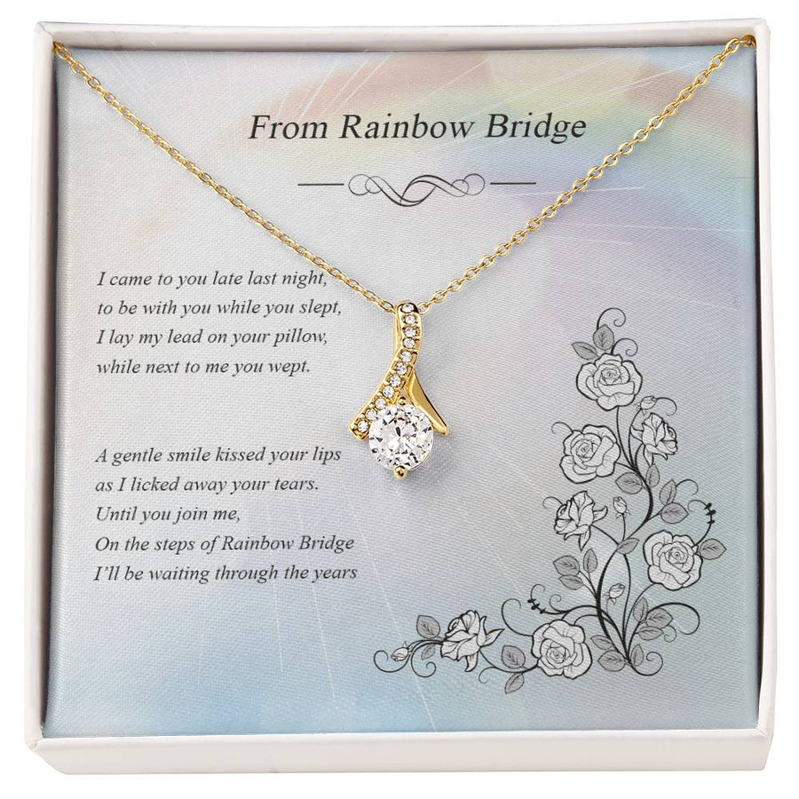 A Rose From Rainbow Bridge Necklace 18K Yellow Gold Finish Alluring Beauty Necklace Jewelry Heartfelt Gift for Beautiful Woman Pet Loss