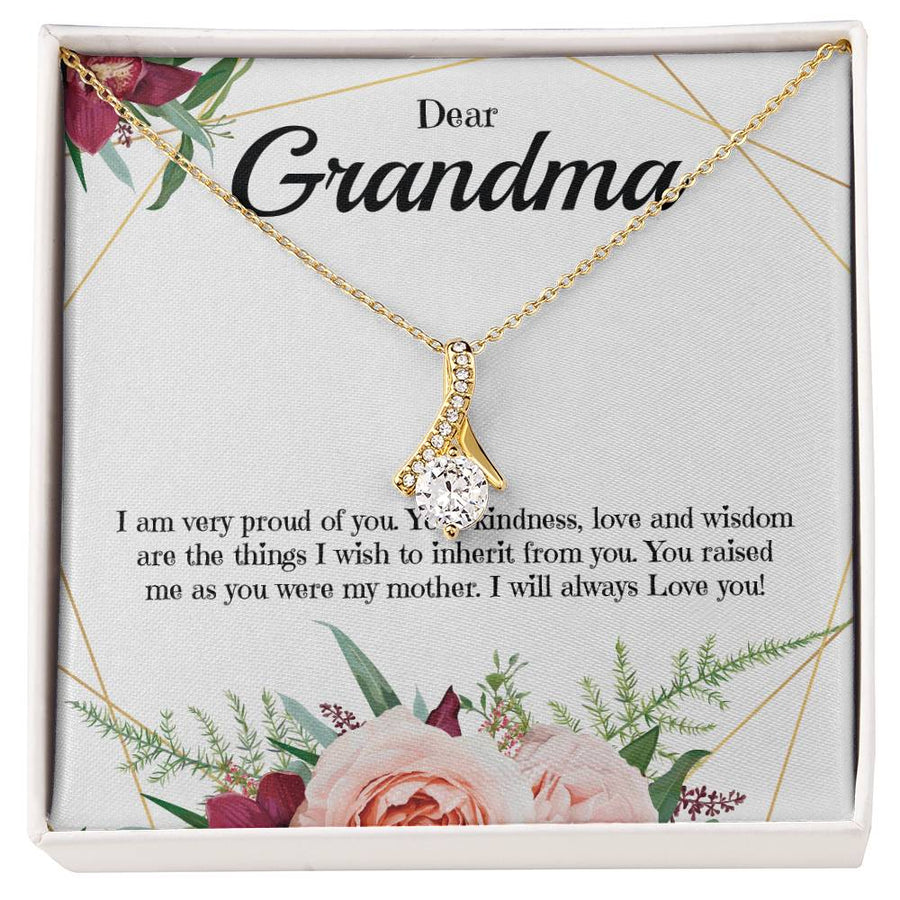 Raised Me Like a Mother Grandma Appreciation Necklace Orchid Bouquet Card 14K White Gold Finish Alluring Beauty Jewelry Sentimental Present