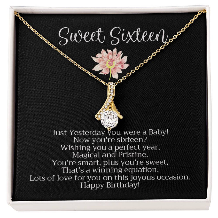 Perfect Year Magical and Pristine 18K Yellow Gold Finish Alluring Beauty Necklace Jewelry Special Sweet Sixteen Birthday Gift for Daughter