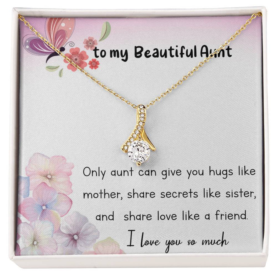 Beautiful Aunt Love Like Mother Sister Friend 18K Yellow Gold Finish Alluring Beauty Necklace Jewelry Heartfelt Gift for Cherished Auntie