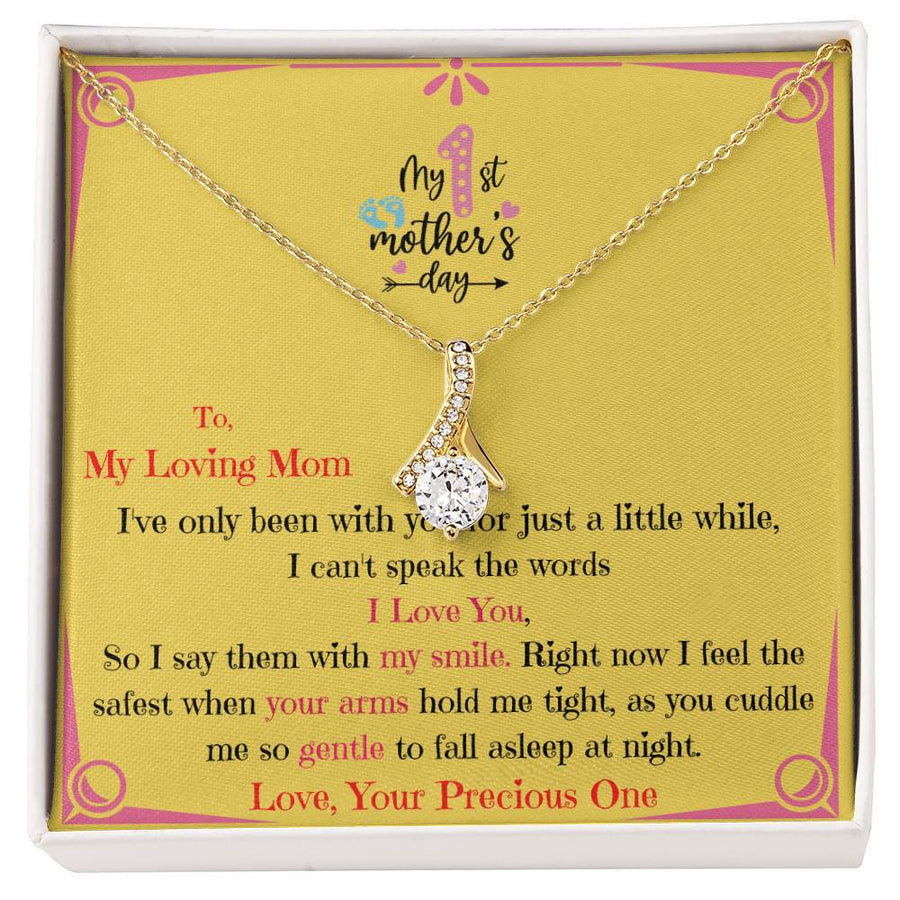 Precious One to Loving Mom First Mother’s Day 18K Yellow Gold Finish Alluring Beauty Necklace Jewelry Heartfelt Gift for Beautiful New Mom Occasion