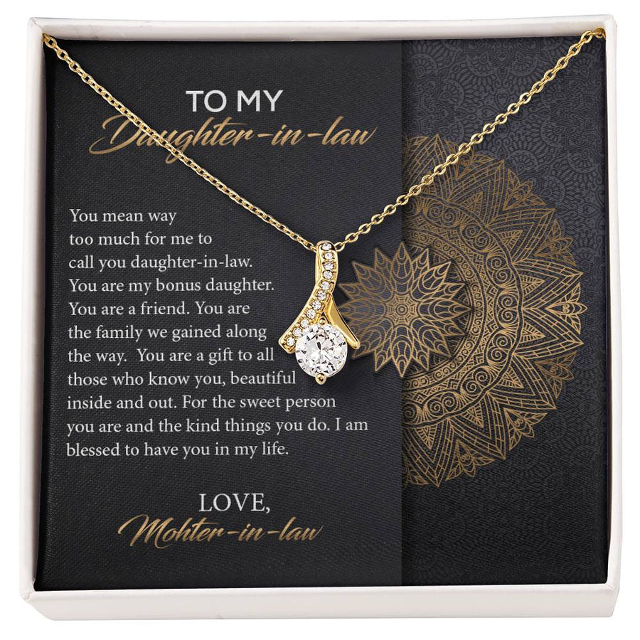 Bonus Daughter Family Gift Mandala Card 18K Yellow Gold Finish Alluring Beauty Necklace Jewelry Heartfelt Present for Daughter-in-law