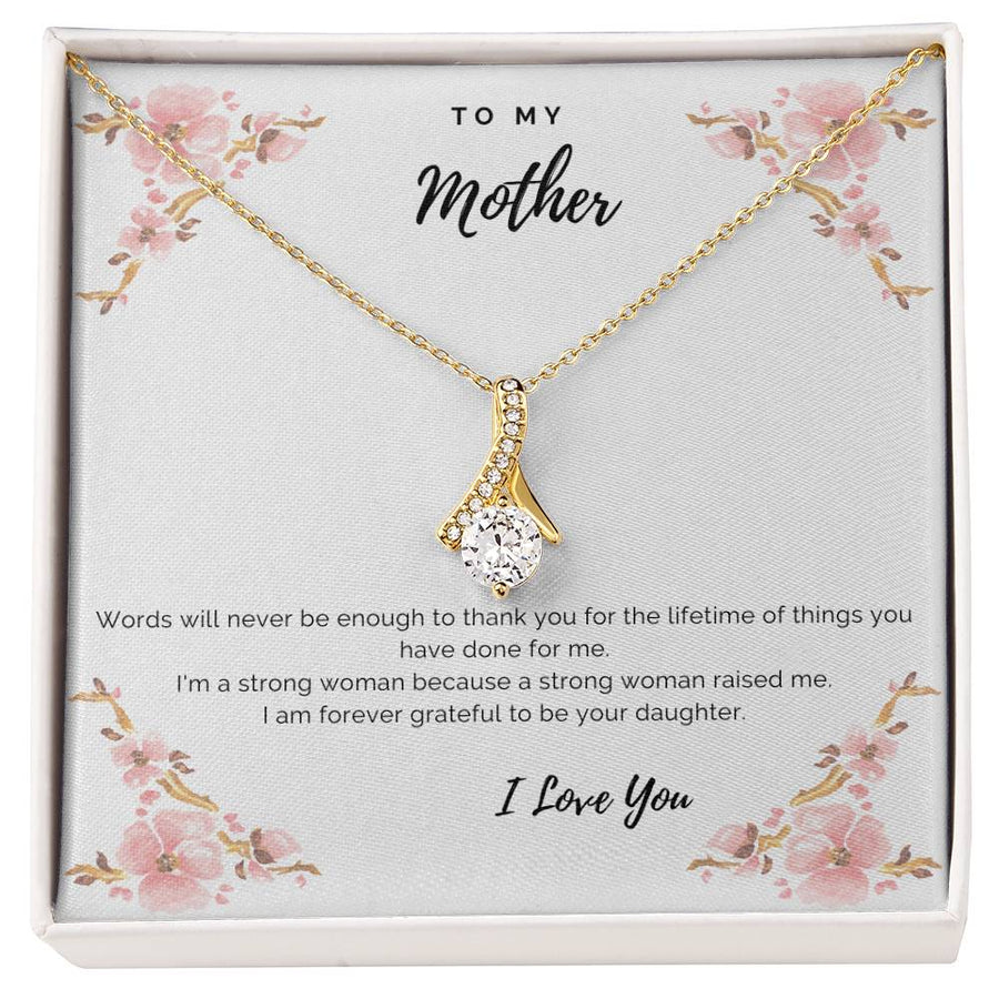 Thank You Mom Strength & Love Necklace 18K Yellow Gold Finish Alluring Beauty Necklace Jewelry Sentimental Present for Amazing Mother